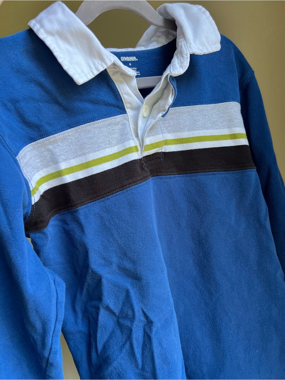 Thick, Soft Cotton GYMBOREE Blue Striped Rugby Polo w/ White Collar size youth 8